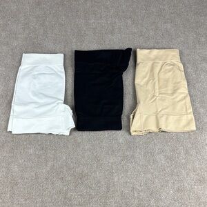 Women's Set of Three Slip Shorts in White, Black, and Tan Size Small NWT